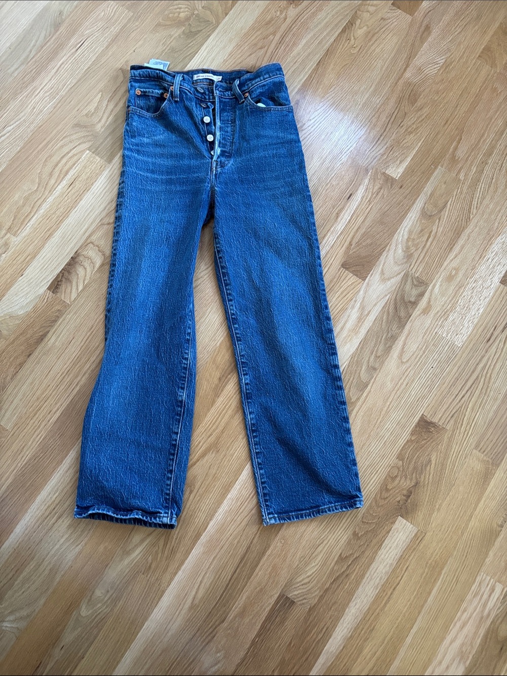 Levi's Midwash Ribcage Straight Leg Button-Fly Jeans